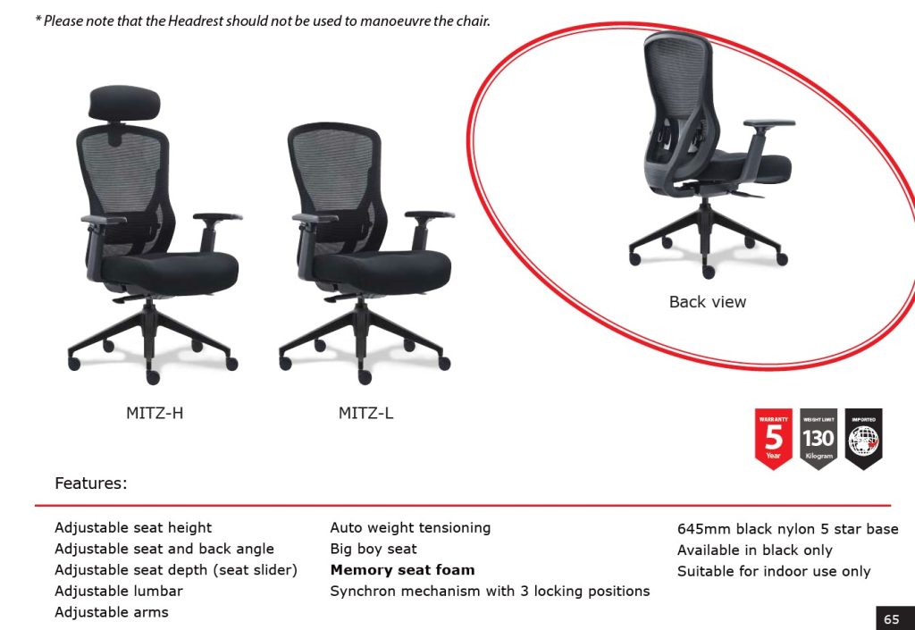 MITZ HIGH BACK MESH CHAIR